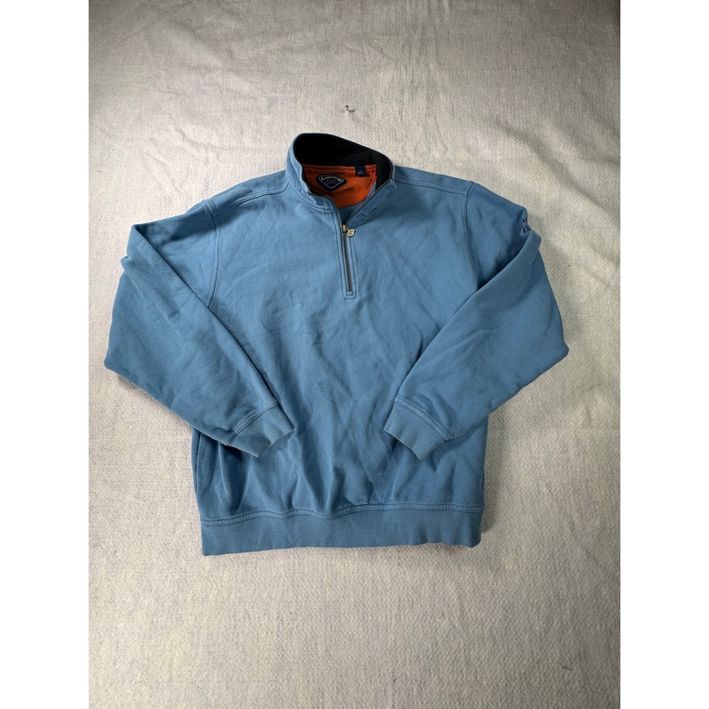 Callaway Golf Sport Mens Large Blue Quarter Zip Fleece Pullover Sweatshirt L